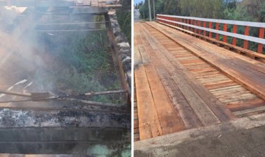 MOP repuso puente que fue incendiado al interior de la localidad de Villaseca en la comuna de Retiro