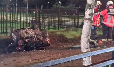 Cámaras de vigilancia muestran que conductora de automóvil evitó atropellar a dos perros antes de protagonizar mortal volcamiento en la avenida Aníbal León Bustos