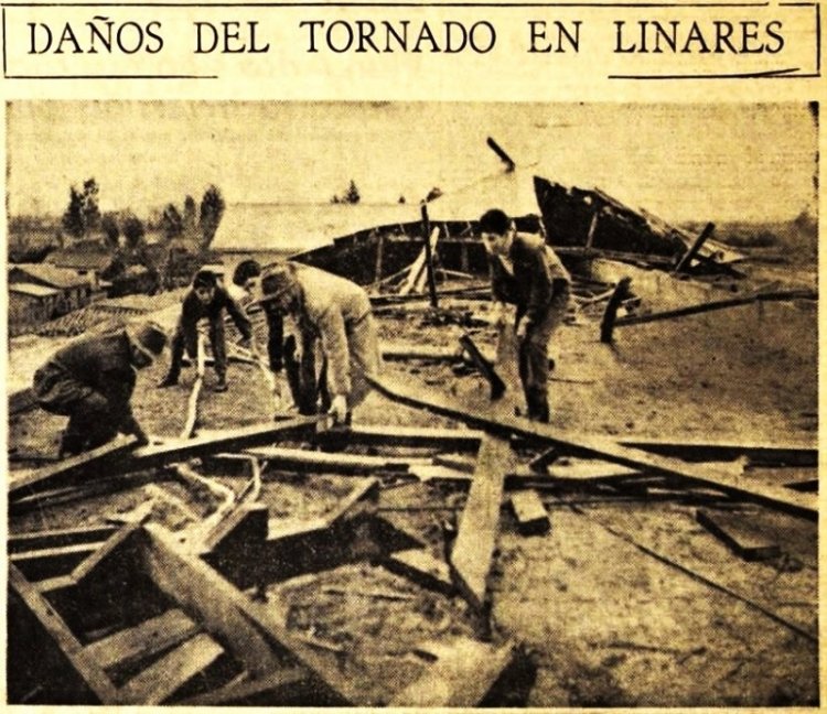 Daños del tornado en Linares: miércoles 27 de junio de 1962