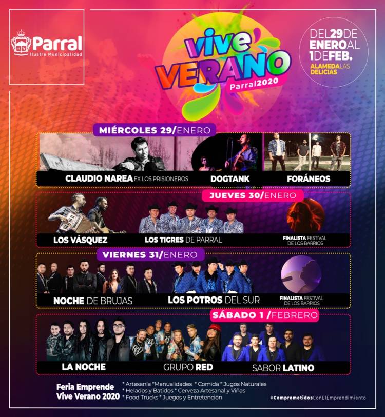 “Los Vásquez” y Noche de Brujas animarán Festival “Vive Verano 2020” en Parral