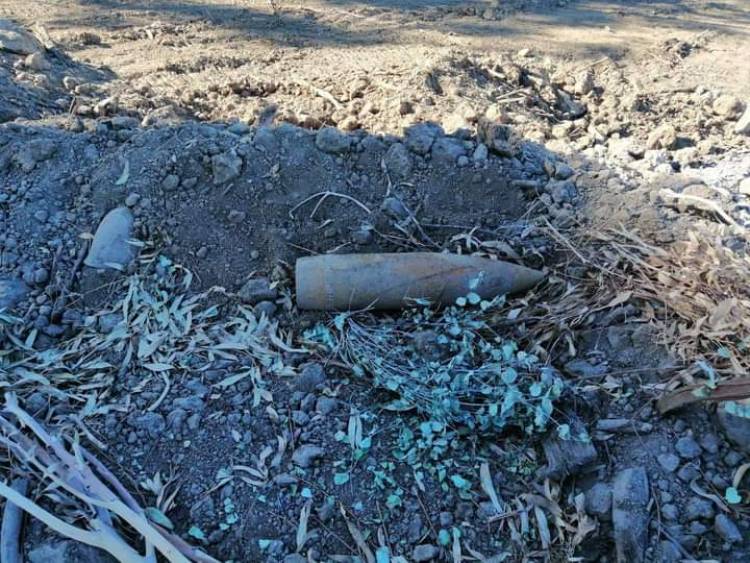 Encuentran proyectil de guerra en cerro del sector “El Emboque”
